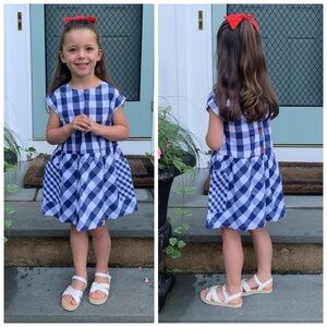 NWT - French Connection girls 6X blue gingham plaid dress